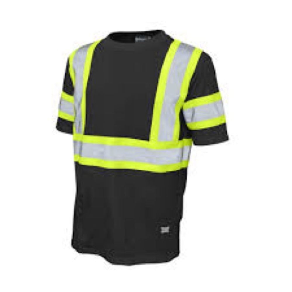 NWT Men’s Tough Duck 100% Cotton ST11 Safety T-Shirt- Black/Yellow-Size L